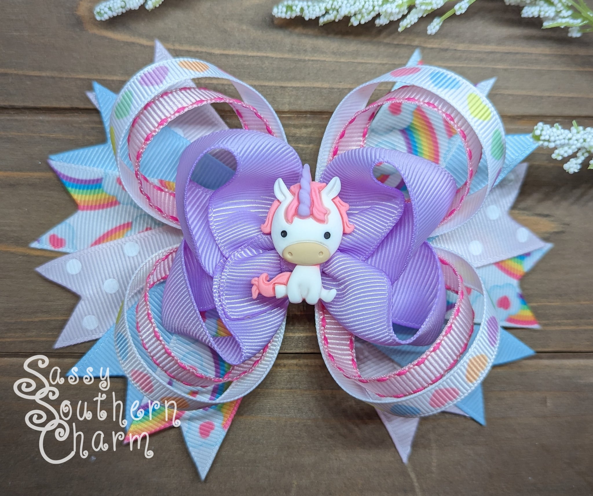 Pastel Unicorn Stacked Bow