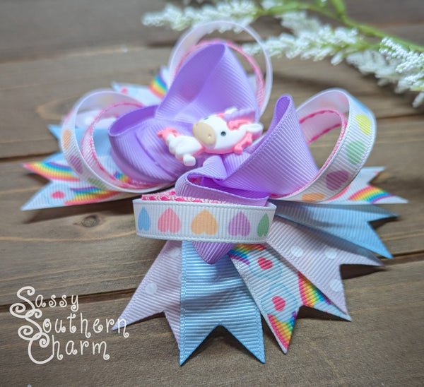 Pastel Unicorn Stacked Bow