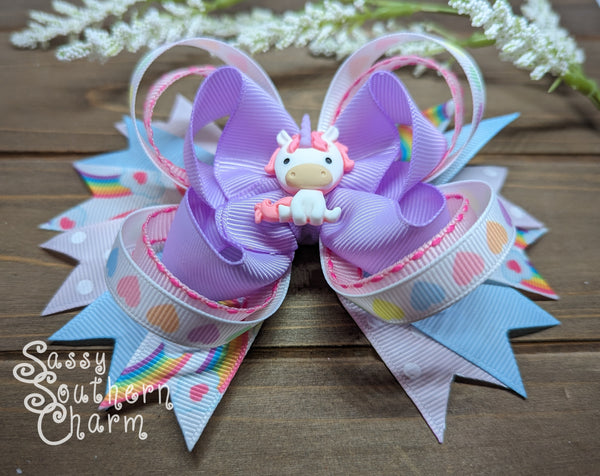 Pastel Unicorn Stacked Bow