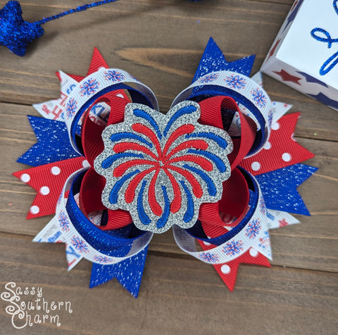 Fireworks Feltie Bow