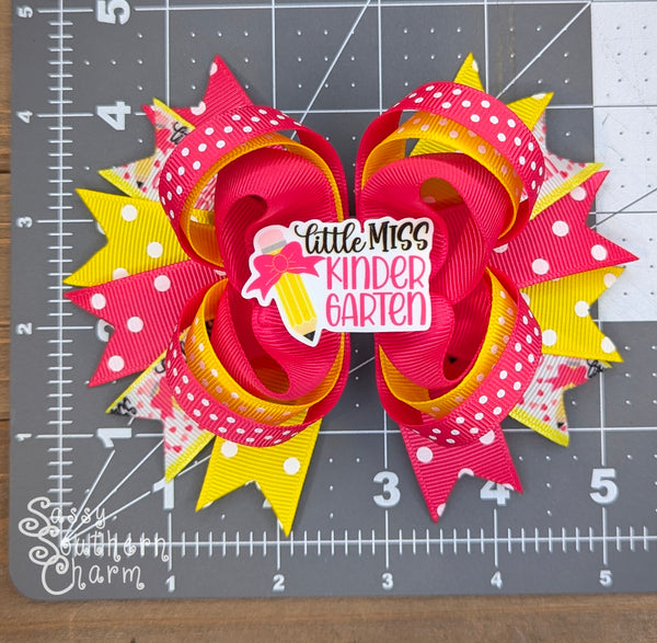 Little Miss Kindergarten Stacked Bow