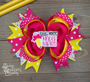 Little Miss Kindergarten Stacked Bow