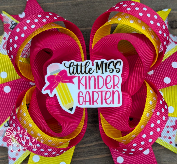 Little Miss Kindergarten Stacked Bow