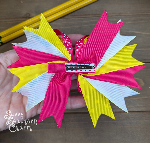 Little Miss Kindergarten Stacked Bow