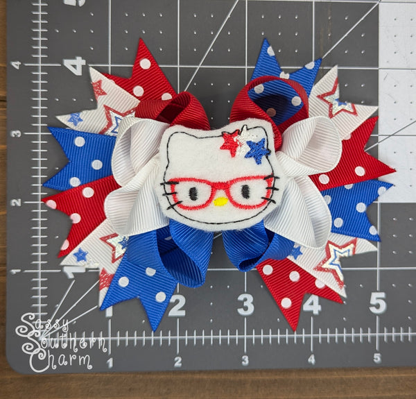 Patriotic Kitty Stacked Bow