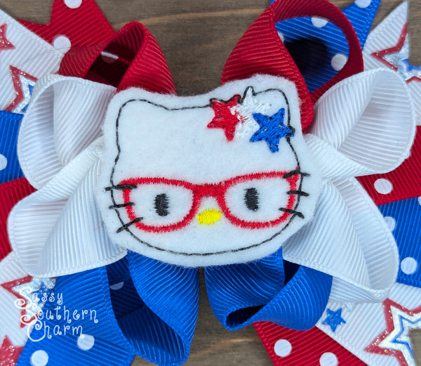 Patriotic Kitty Stacked Bow