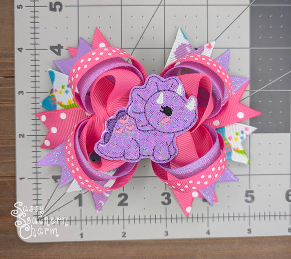 Purple Dinosaur Bow