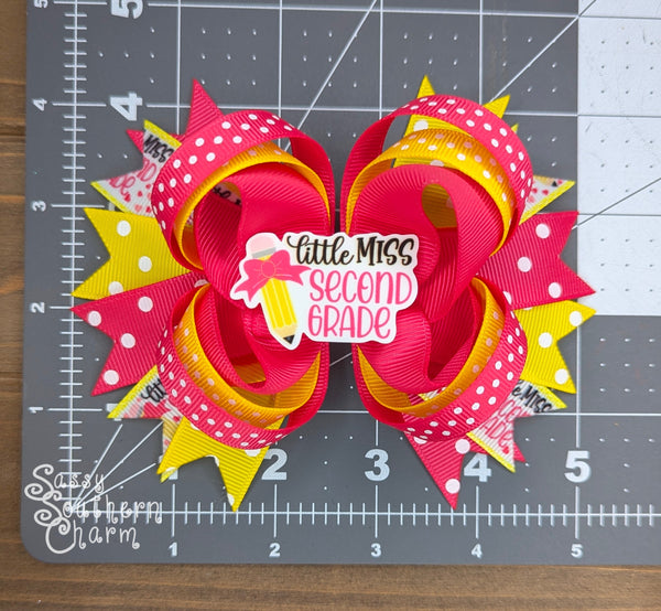 Little Miss Second Grade Bow