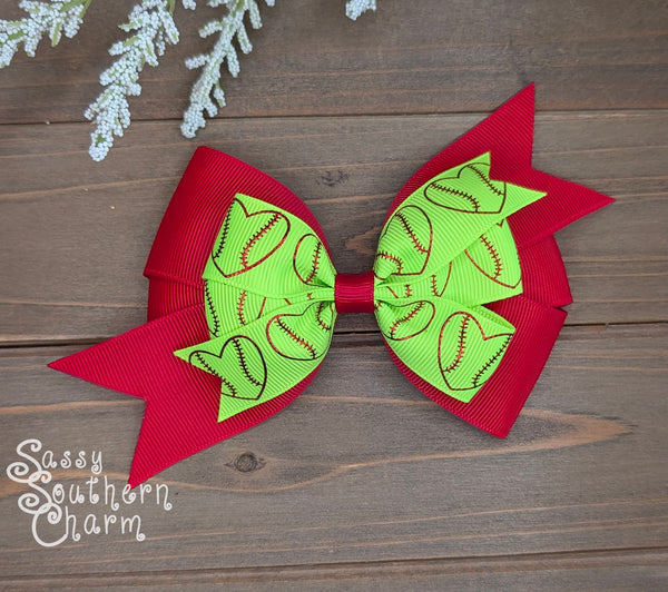 Heart Softball Bow