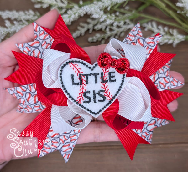 "Little Sis" Baseball Bow