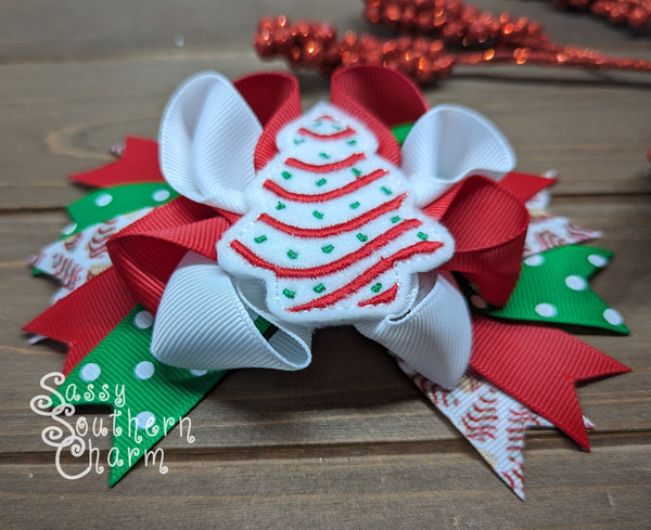 Christmas Tree Snack Cake Bow