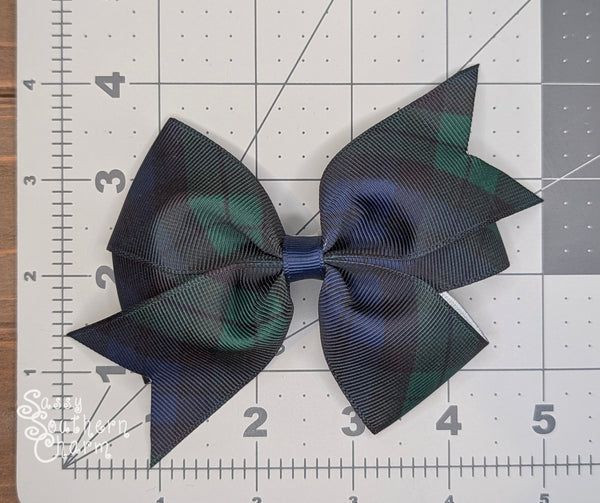 Navy & Green Plaid Bow