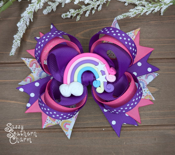 Purple Rainbow Bow