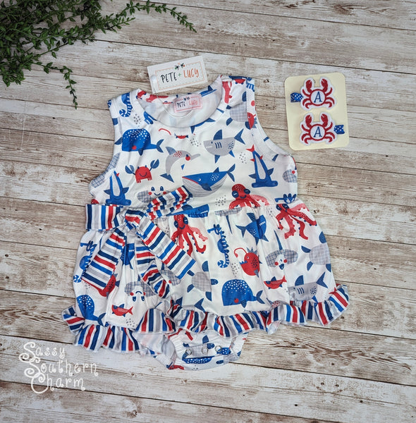 Summer Sea Life- Girl Romper -12/18M