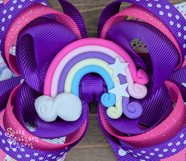 Purple Rainbow Bow