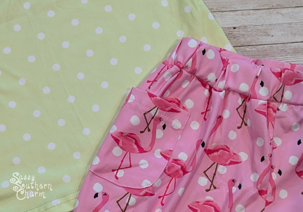 Fancy Flamingo Shorts Set -6/12M, 5