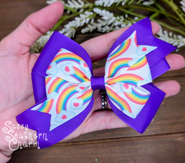 Purple Rainbow Bow