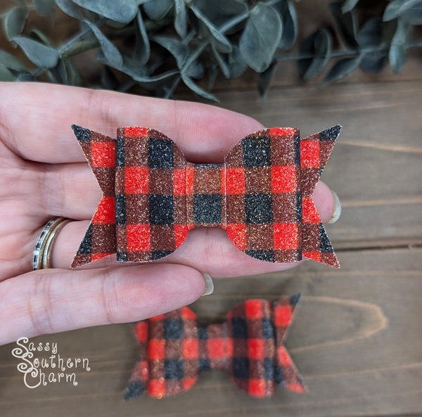 Buffalo Plaid Sparkle Bow