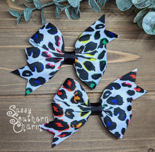 Rainbow Leopard Bow Set