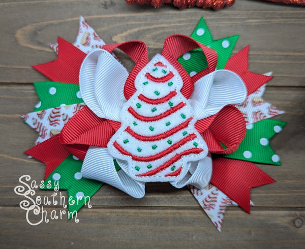 Christmas Tree Snack Cake Bow