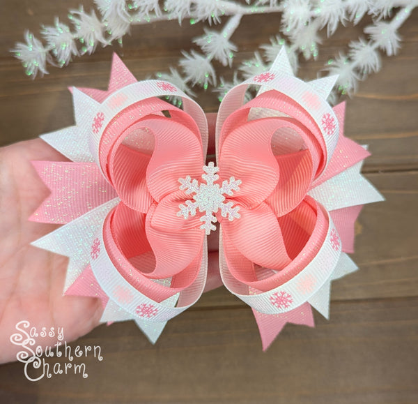 Pink Snowflake Bow