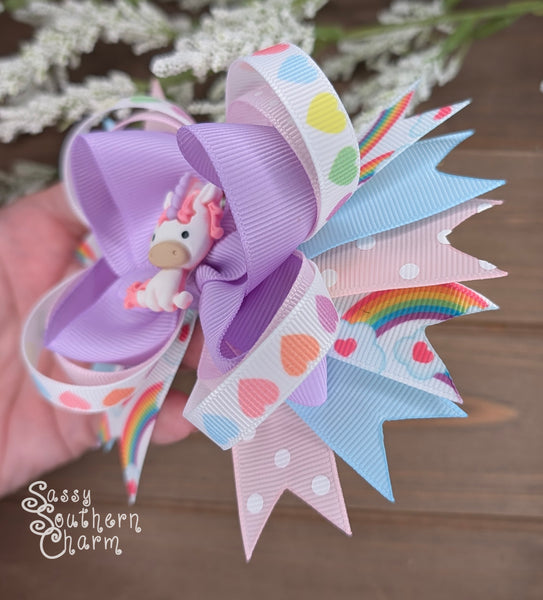 Pastel Unicorn Stacked Bow