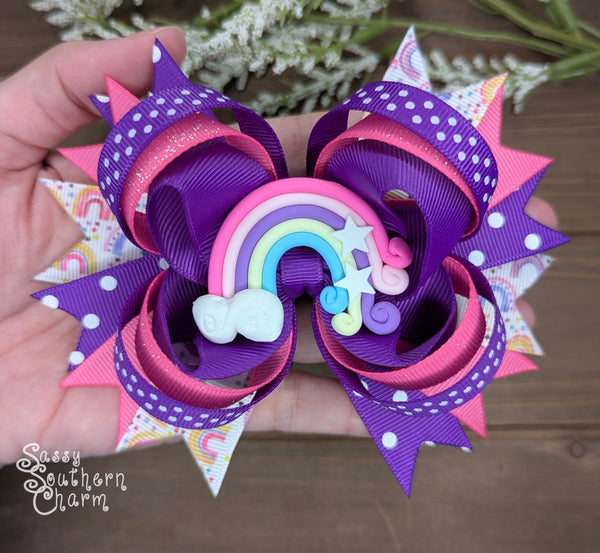 Purple Rainbow Bow