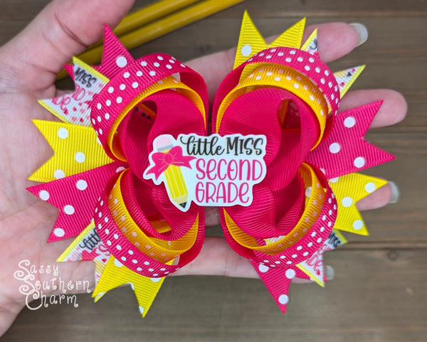 Little Miss Second Grade Bow