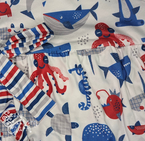 Summer Sea Life- Girl Romper -12/18M