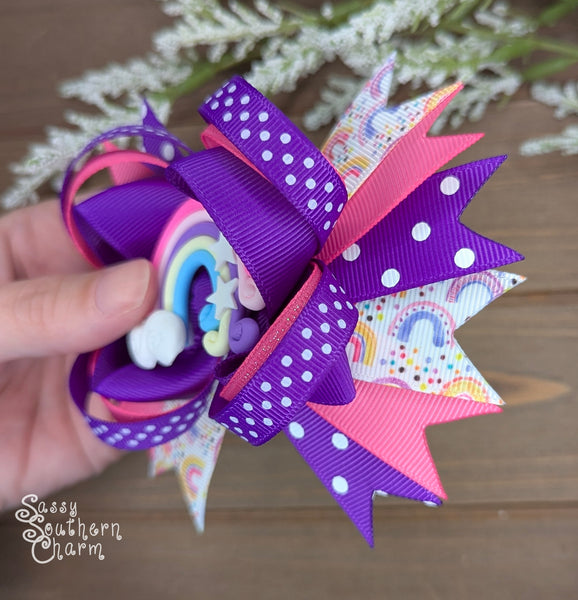 Purple Rainbow Bow