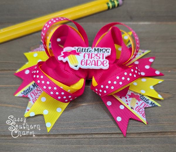Little Miss First Grade Bow
