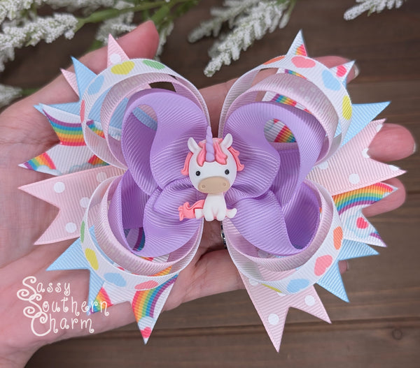 Pastel Unicorn Stacked Bow