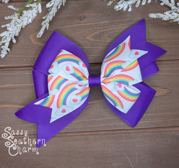 Purple Rainbow Bow