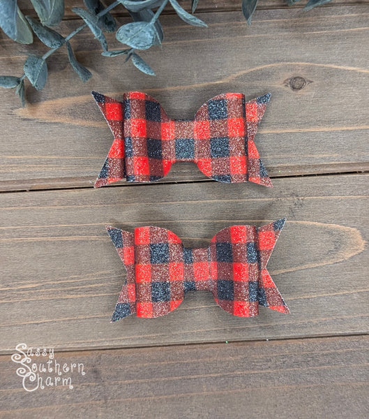 Buffalo Plaid Sparkle Bow