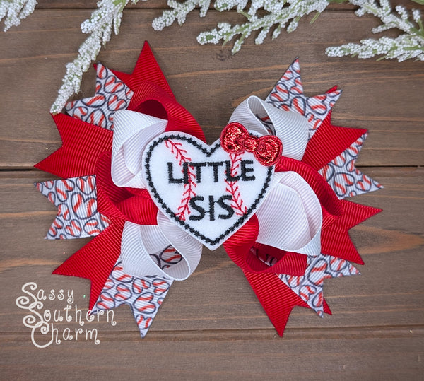 "Little Sis" Baseball Bow