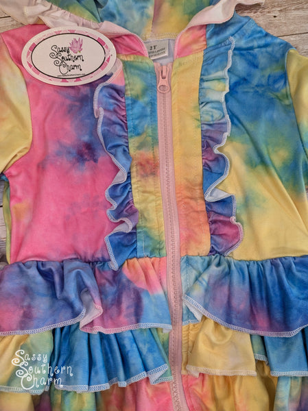 Tie Dye Ruffle Jacket - 2T, 3T, 4T