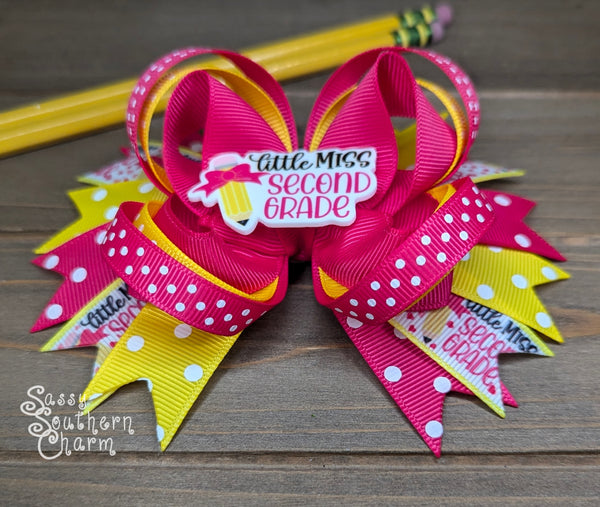 Little Miss Second Grade Bow