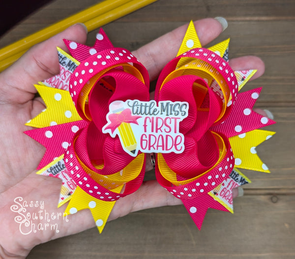 Little Miss First Grade Bow