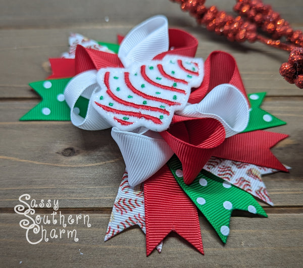 Christmas Tree Snack Cake Bow