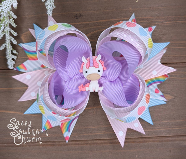 Pastel Unicorn Stacked Bow