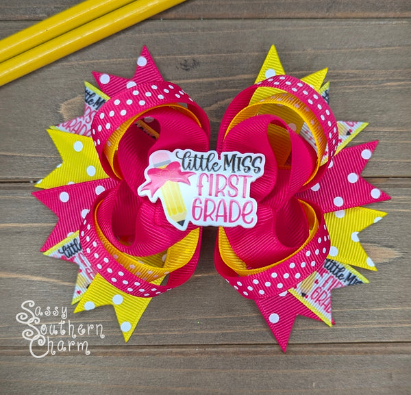 Little Miss First Grade Bow