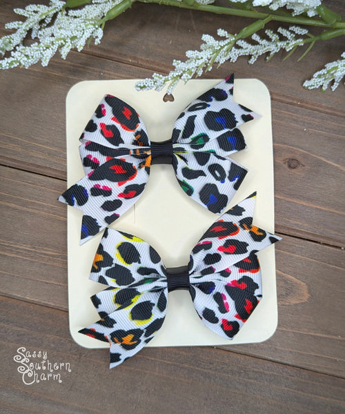 Rainbow Leopard Bow Set