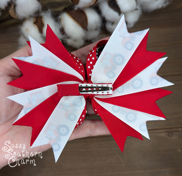 Red Tractor Hair Bow