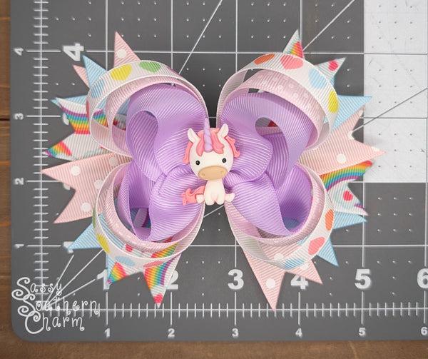 Pastel Unicorn Stacked Bow