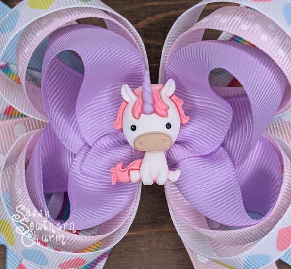 Pastel Unicorn Stacked Bow