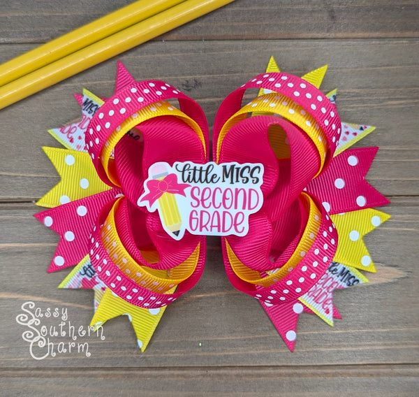 Little Miss Second Grade Bow