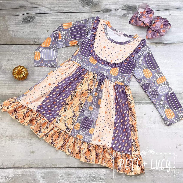 Purple Pumpkin Dress -2T, 4T