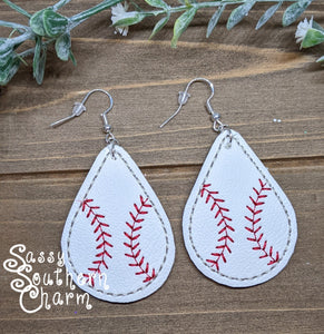 Embroidered Baseball Earrings