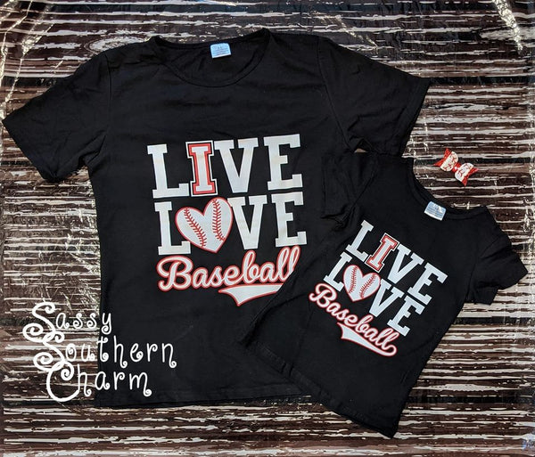Girls Live Love Baseball Tee