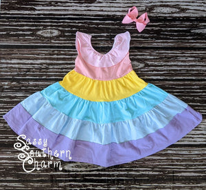 Pastel Rainbow Dress -2T, 3T